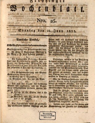 Freisinger Wochenblatt Sonntag 23. Juni 1833