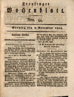 Freisinger Wochenblatt Sonntag 3. November 1833