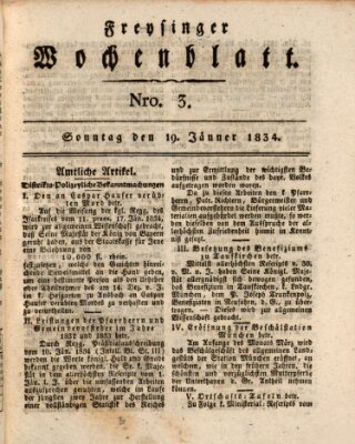 Freisinger Wochenblatt Sonntag 19. Januar 1834