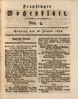 Freisinger Wochenblatt Sonntag 26. Januar 1834