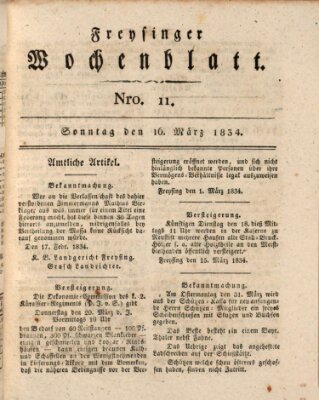 Freisinger Wochenblatt Sonntag 16. März 1834