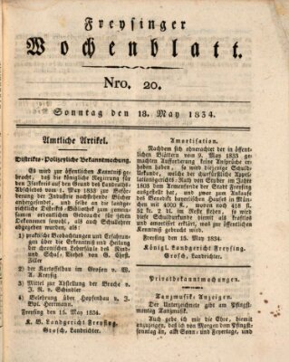Freisinger Wochenblatt Sonntag 18. Mai 1834