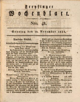 Freisinger Wochenblatt Sonntag 30. November 1834