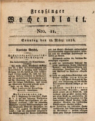 Freisinger Wochenblatt Sonntag 13. März 1836