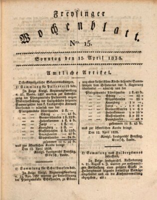 Freisinger Wochenblatt Sonntag 15. April 1838