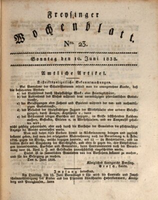 Freisinger Wochenblatt Sonntag 10. Juni 1838