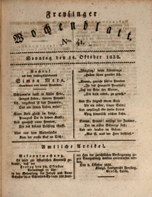 Freisinger Wochenblatt Sonntag 14. Oktober 1838