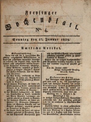 Freisinger Wochenblatt Sonntag 27. Januar 1839