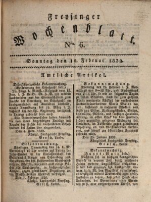 Freisinger Wochenblatt Sonntag 10. Februar 1839