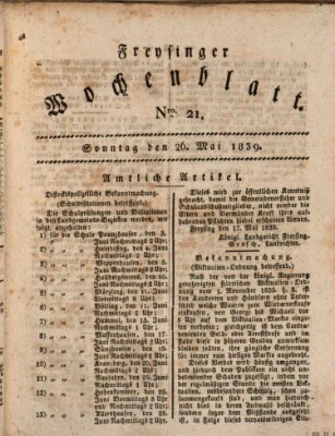 Freisinger Wochenblatt Sonntag 26. Mai 1839