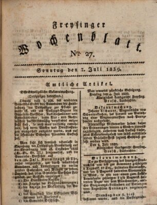 Freisinger Wochenblatt Sonntag 7. Juli 1839