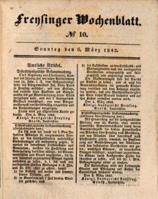 Freisinger Wochenblatt Sonntag 6. März 1842