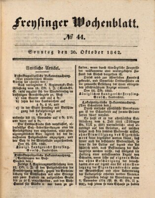 Freisinger Wochenblatt Sonntag 30. Oktober 1842