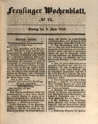Freisinger Wochenblatt Sonntag 9. April 1843
