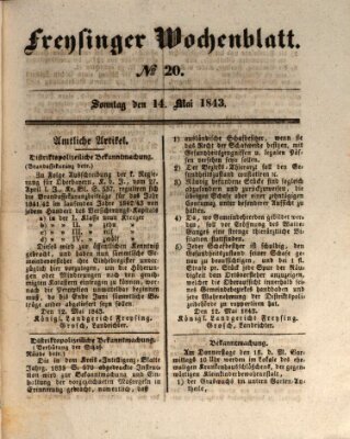 Freisinger Wochenblatt Sonntag 14. Mai 1843