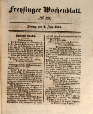 Freisinger Wochenblatt Sonntag 4. Juni 1843