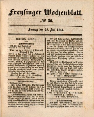 Freisinger Wochenblatt Sonntag 28. Juli 1844