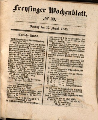 Freisinger Wochenblatt Sonntag 17. August 1845