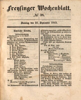 Freisinger Wochenblatt Donnerstag 21. August 1845