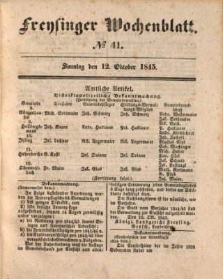 Freisinger Wochenblatt Sonntag 12. Oktober 1845