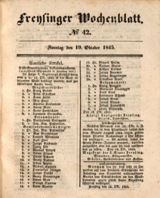 Freisinger Wochenblatt Sonntag 19. Oktober 1845