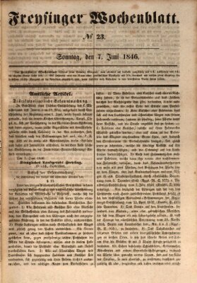 Freisinger Wochenblatt Sonntag 7. Juni 1846