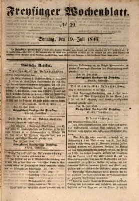 Freisinger Wochenblatt Sonntag 19. Juli 1846