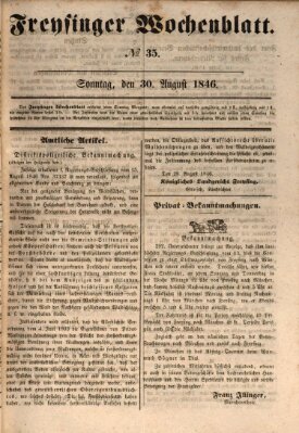 Freisinger Wochenblatt Sonntag 30. August 1846