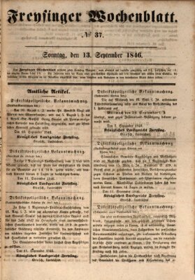 Freisinger Wochenblatt Sonntag 13. September 1846