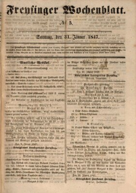 Freisinger Wochenblatt Sonntag 31. Januar 1847