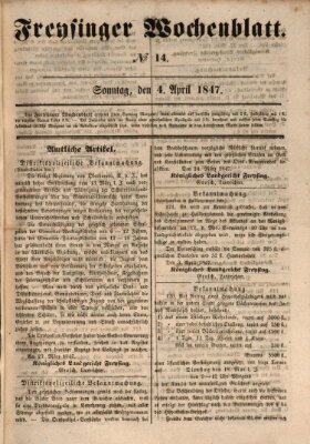 Freisinger Wochenblatt Sonntag 4. April 1847