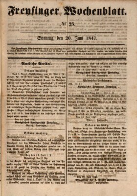 Freisinger Wochenblatt Sonntag 20. Juni 1847