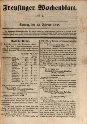 Freisinger Wochenblatt Sonntag 13. Februar 1848