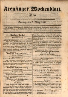 Freisinger Wochenblatt Sonntag 5. März 1848