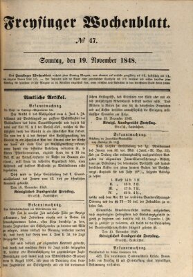 Freisinger Wochenblatt Sonntag 19. November 1848