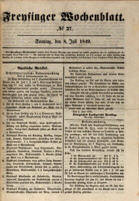Freisinger Wochenblatt Sonntag 8. Juli 1849