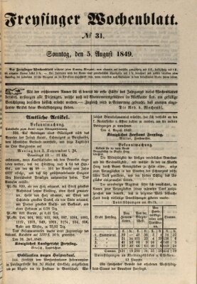 Freisinger Wochenblatt Sonntag 5. August 1849