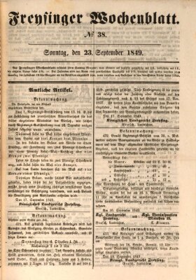 Freisinger Wochenblatt Sonntag 23. September 1849