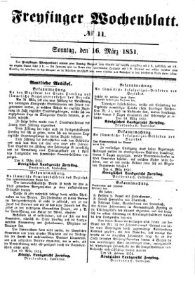 Freisinger Wochenblatt Sonntag 16. März 1851