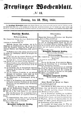 Freisinger Wochenblatt Sonntag 23. März 1851