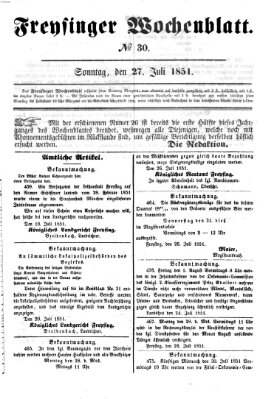 Freisinger Wochenblatt Sonntag 27. Juli 1851