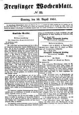 Freisinger Wochenblatt Sonntag 10. August 1851