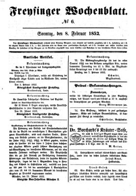 Freisinger Wochenblatt Sonntag 8. Februar 1852