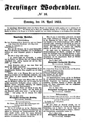 Freisinger Wochenblatt Sonntag 18. April 1852