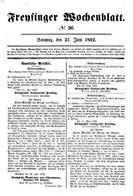 Freisinger Wochenblatt Sonntag 27. Juni 1852