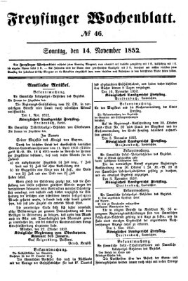Freisinger Wochenblatt Sonntag 14. November 1852