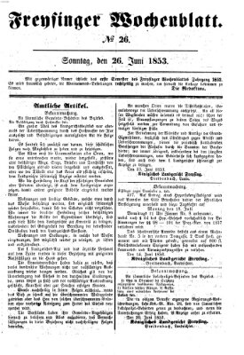 Freisinger Wochenblatt Sonntag 26. Juni 1853