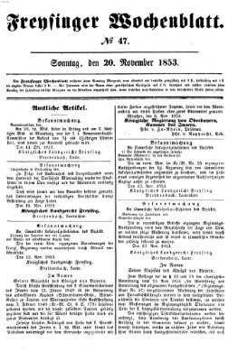 Freisinger Wochenblatt Sonntag 20. November 1853