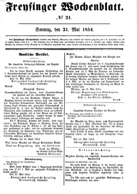 Freisinger Wochenblatt Sonntag 21. Mai 1854