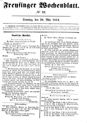 Freisinger Wochenblatt Sonntag 28. Mai 1854